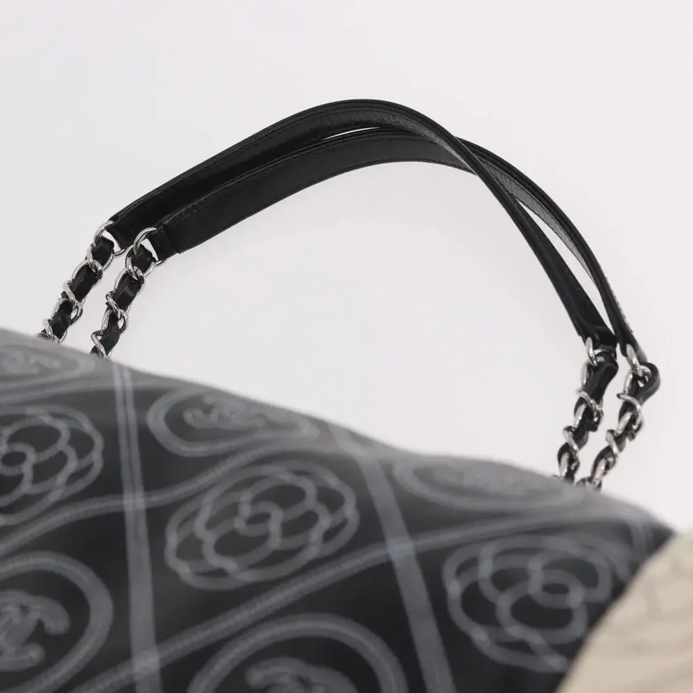 CHANEL Coated Canvas Camellia Printed Calfskin Bowling Bag